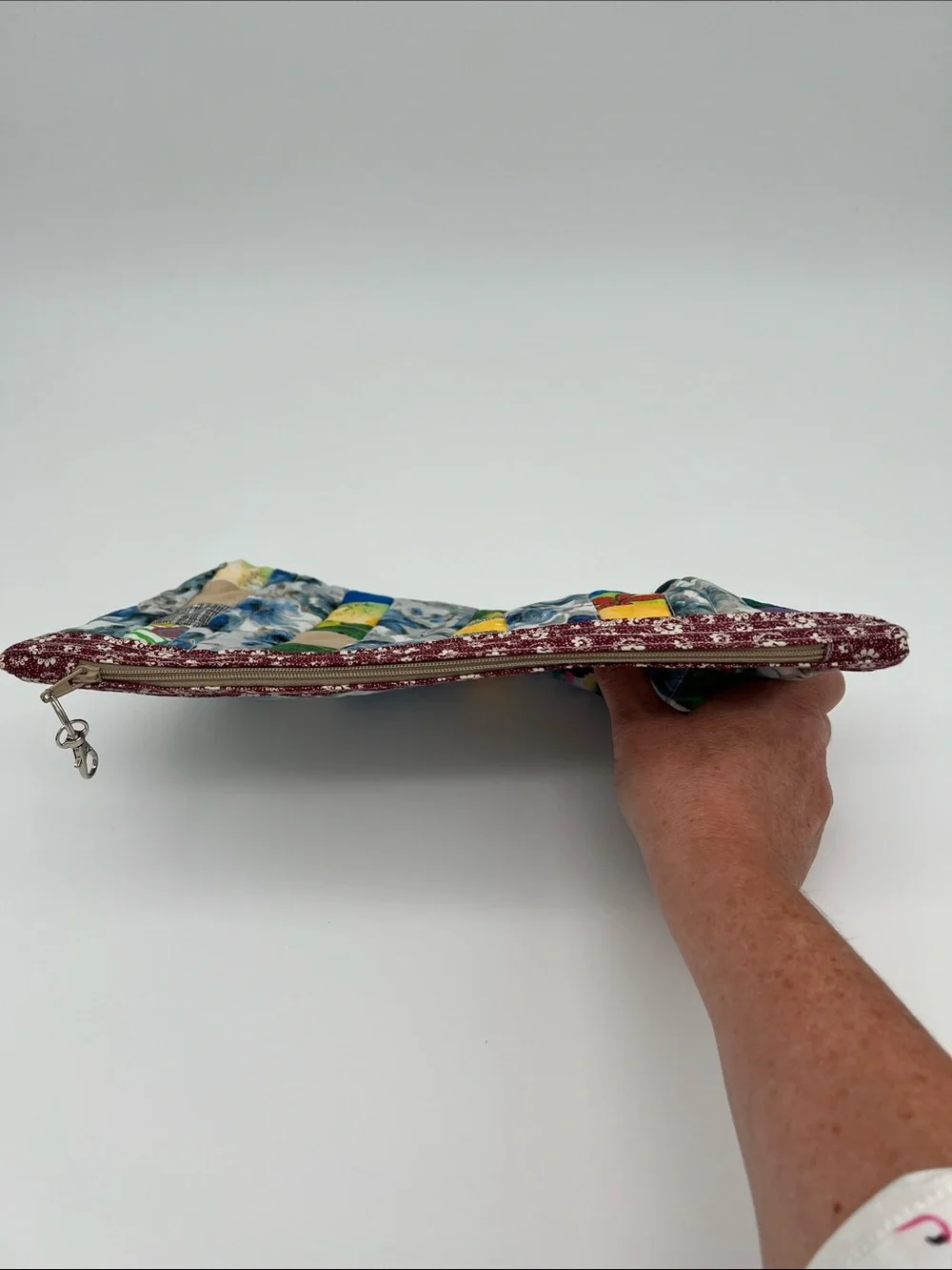 Handmade Scrappy Zippered Pouch with Inner Pocket for Makeup, Pencils and More!
